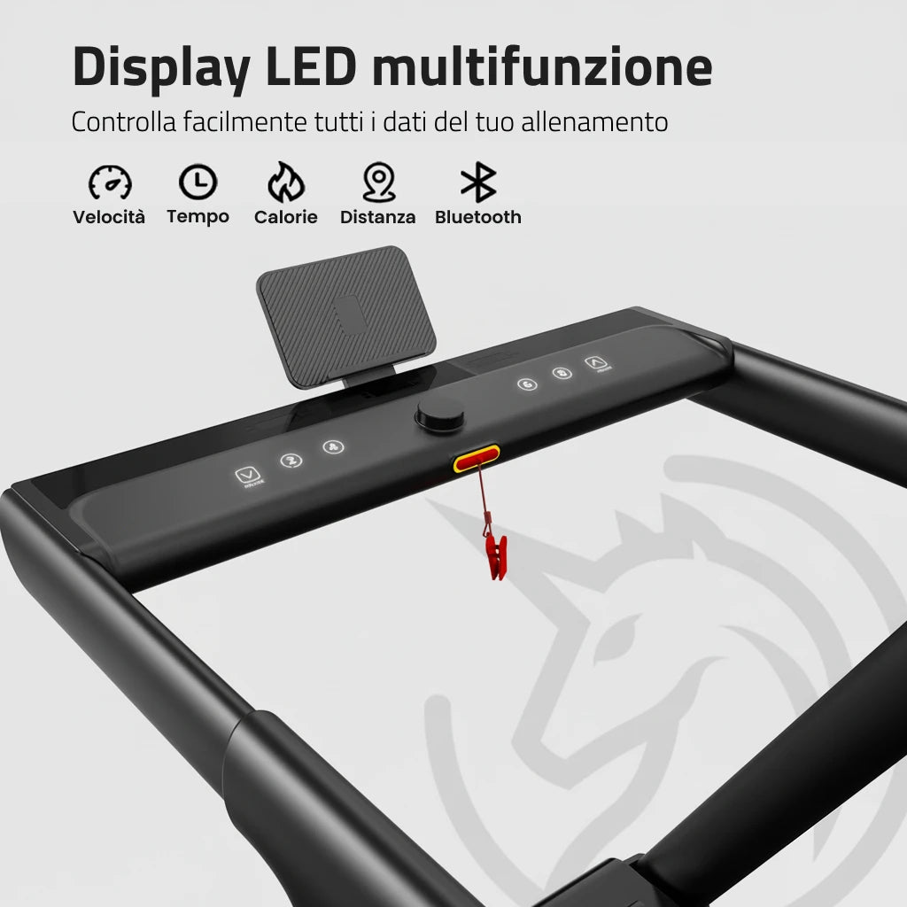 Console con display LED del tapis roulant Yesoul T3 Pro e comandi di controllo