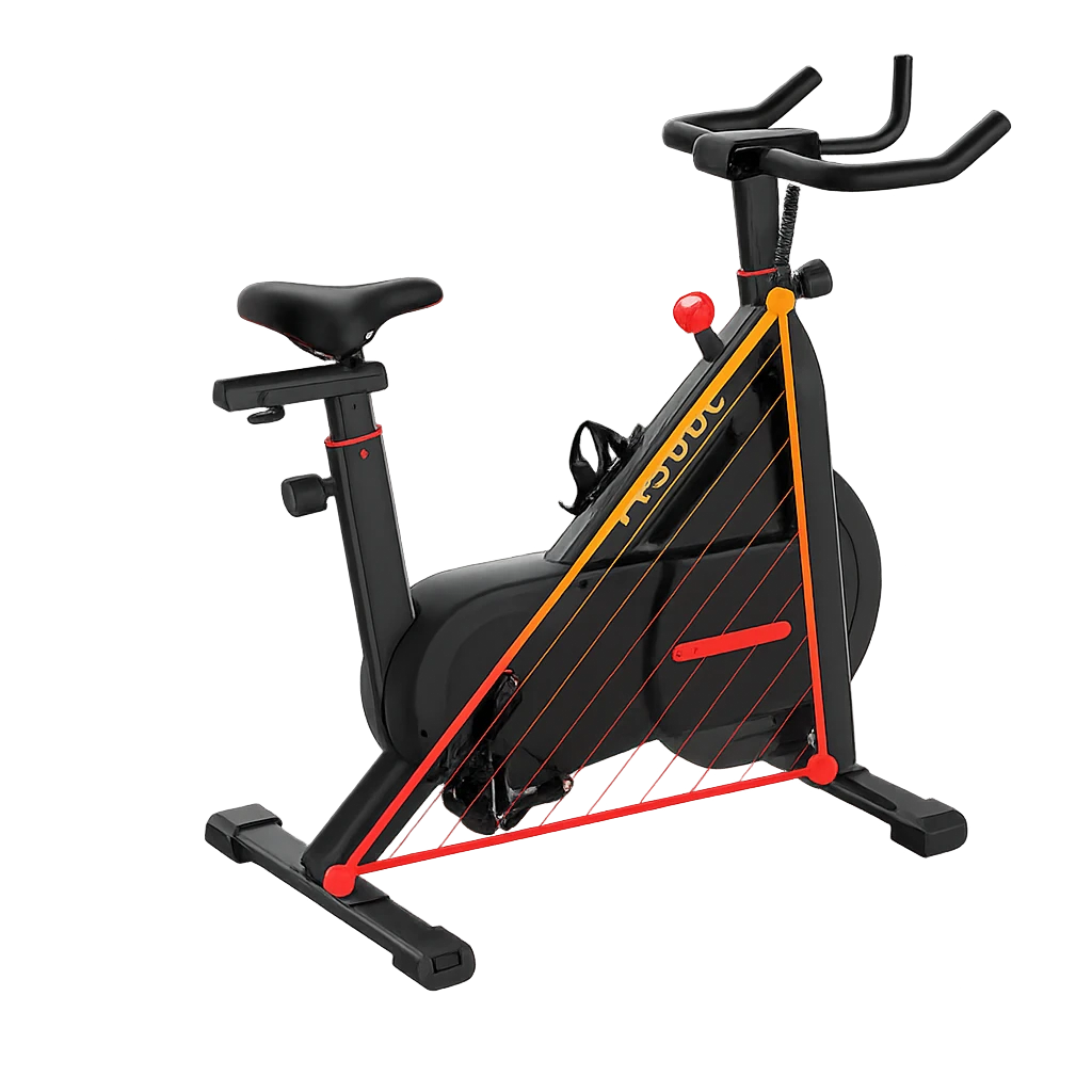 Struttura triangolare della cyclette Yesoul C1A progettata per garantire stabilità durante l’allenamento.